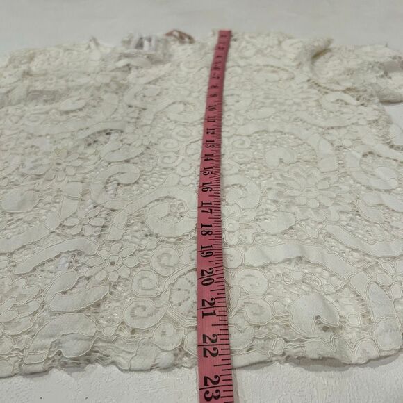 Nanette Lepore White Floral Lace Blouse XL Romantic Short Sleeve Boho Chic Top - Picture 5 of 6